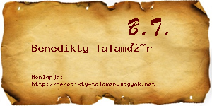 Benedikty Talamér névjegykártya